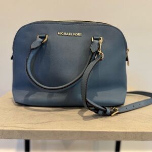 Michael Kors Blue Satchel Structured Dome Design